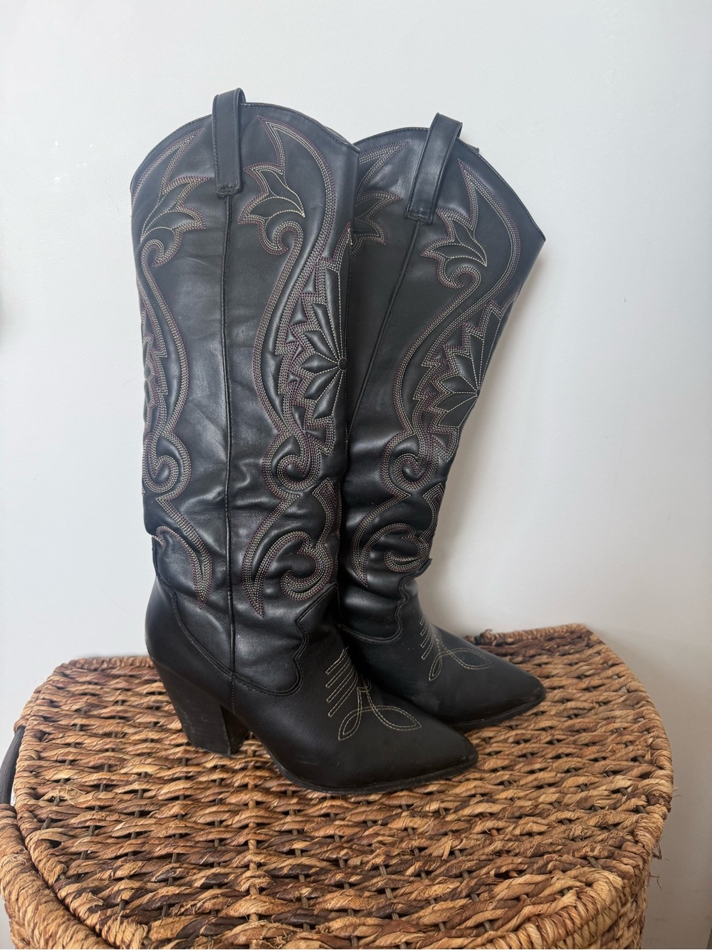 Steve Madden lasso [sold out] knew high black multi cowboy boots